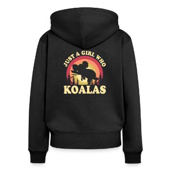 KOALAS BESTER FREUND - Frauen Premium Bio Zip Hoodie - Schwarz - Hinten - Julia (174cm)