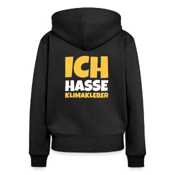 Straße ankleben Protest - Frauen Premium Bio Zip Hoodie - Schwarz - Hinten - Julia (174cm)