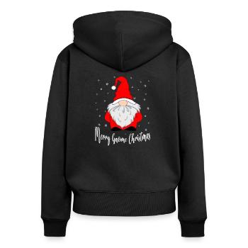 Joyeux Noël Gnome - Sweat à capuche zippé Premium bio Femme - noir - Dos - Julia (174cm)