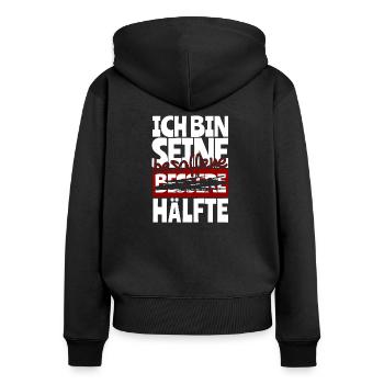 Ich bin seine Besoffene Hälfte Paarshirt Paardesig - Frauen Premium Bio Zip Hoodie - Schwarz - Hinten - Julia (174cm)