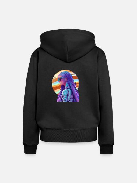 Space Fighter 1 - Frauen Premium Bio Zip Hoodie - Schwarz