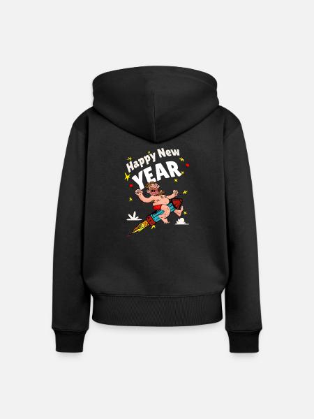Happy New Year - Frauen Premium Bio Zip Hoodie - Schwarz