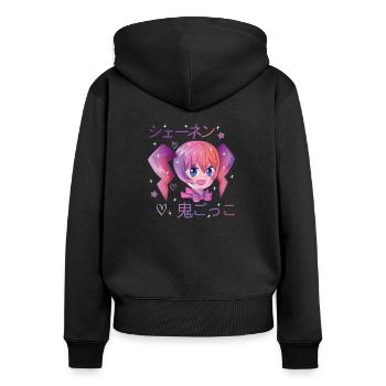 Anime schöne Tag nice day - Frauen Premium Bio Zip Hoodie - Schwarz - Hinten - Julia (174cm)