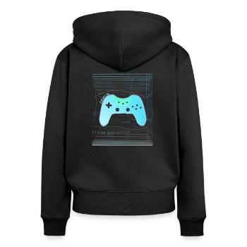 Digital Controller - Frauen Premium Bio Zip Hoodie - Schwarz - Hinten - Julia (174cm)