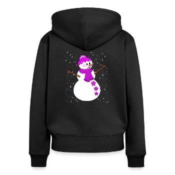 Schneemann Dame - Frauen Premium Bio Zip Hoodie - Schwarz - Hinten - Julia (174cm)