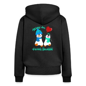Verliebte Pinguine Valentinstag Heiratsantrag - Frauen Premium Bio Zip Hoodie - Schwarz - Hinten - Julia (174cm)