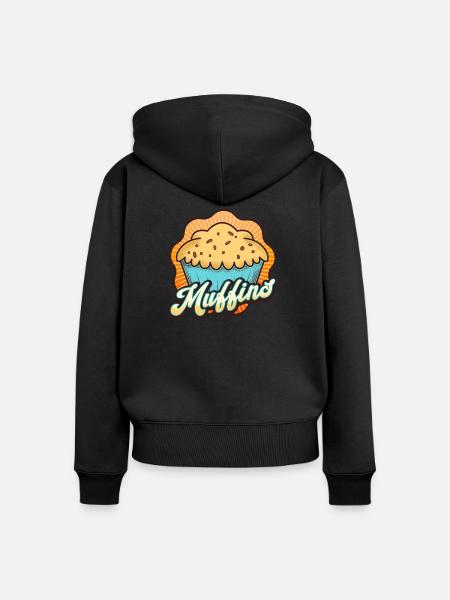 Liebe Muffins - Frauen Premium Bio Zip Hoodie - Schwarz