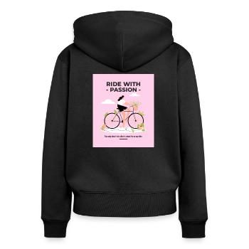 Ride with passion - Frauen Premium Bio Zip Hoodie - Schwarz - Hinten - Julia (174cm)