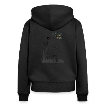 Source - Sweat à capuche zippé Premium bio Femme - noir - Dos - Julia (174cm)