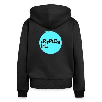 Cryptogirl - Frauen Premium Bio Zip Hoodie - Schwarz - Hinten - Julia (174cm)