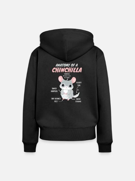 Anatomie einer Chinchilla - Frauen Premium Bio Zip Hoodie - Schwarz