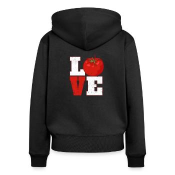 Amour Tomate Jardinage Potager Plantes - Sweat à capuche zippé Premium bio Femme - noir - Dos - Julia (174cm)