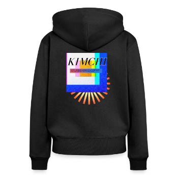 kimchi définition coréen dicton anglais - Sweat à capuche zippé Premium bio Femme - noir - Dos - Julia (174cm)