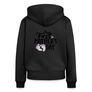 Premier bébé de la fête des mères - Sweat à capuche zippé Premium bio Femme - noir - Dos - Julia (174cm)