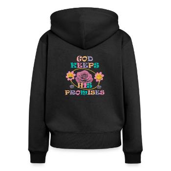 God Keeps His Promises 3 - Frauen Premium Bio Zip Hoodie - Schwarz - Hinten - Julia (174cm)