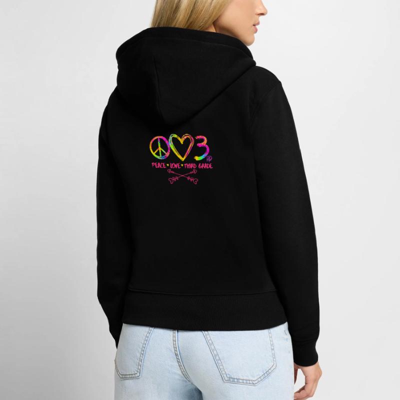 Peace Love Third 3rd Class Squad Back To School Women's Premium Organic Zip Hoodie