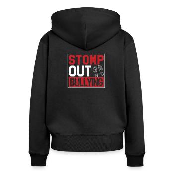 Stomp Out Bullying Funny Back To School Bildung - Frauen Premium Bio Zip Hoodie - Schwarz - Hinten - Julia (174cm)