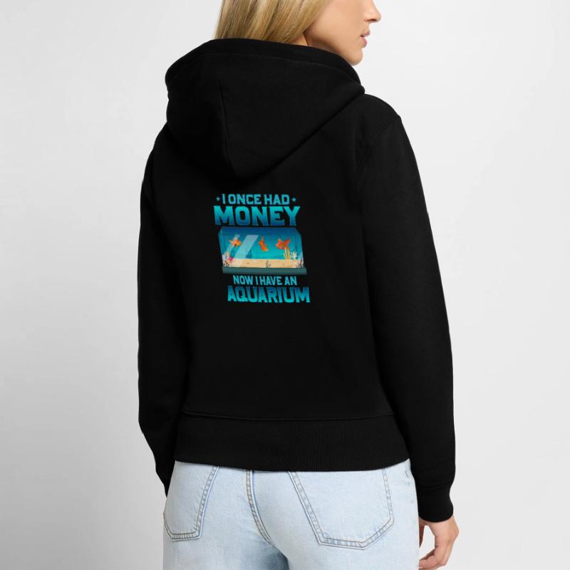 J’avais de l’argent maintenant j’ai un poisson d’aquarium Keepi Sweat à capuche zippé Premium bio Femme