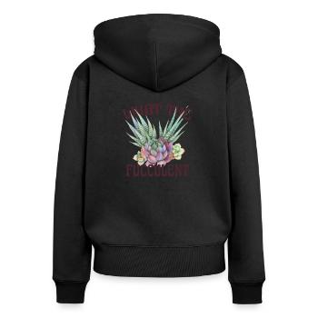 What the fucculent Lustige Sprüche Sukkulenten - Frauen Premium Bio Zip Hoodie - Schwarz - Hinten - Julia (174cm)