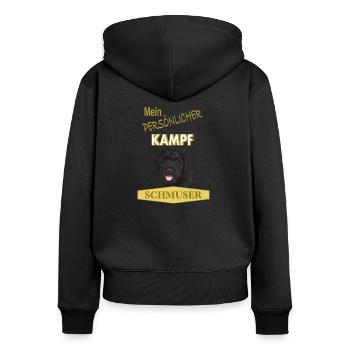 Persönlicher Kampfschmuser - Russischer Terrier - Frauen Premium Bio Zip Hoodie - Schwarz - Hinten - Julia (174cm)