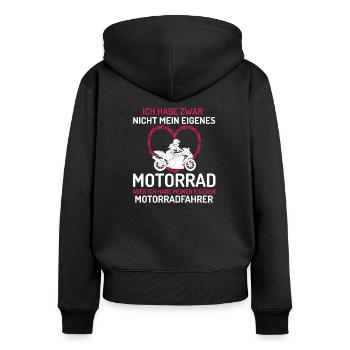 Ich H Meinen Eigenen Motorradfahrer - Frauen Premium Bio Zip Hoodie - Schwarz - Hinten - Julia (174cm)