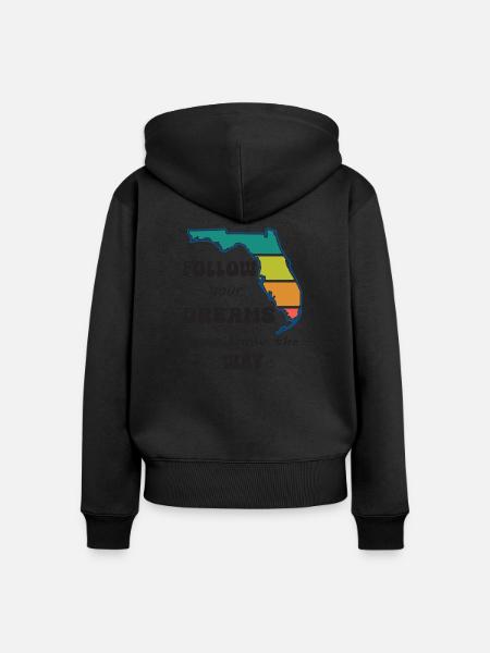 Follow your dreams - Frauen Premium Bio Zip Hoodie - Schwarz