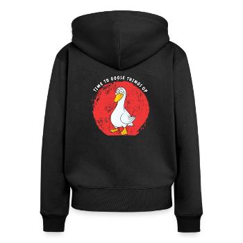 Time to goose things up - Women's Premium Organic Zip Hoodie - black - Back - Julia (174cm)