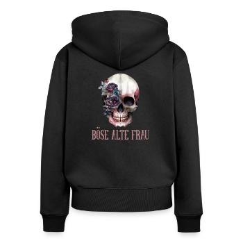 Evil Old Woman, design amusant pour dames - Sweat à capuche zippé Premium bio Femme - noir - Dos - Julia (174cm)