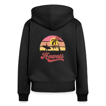 Hawaii Surf Beach Design - Frauen Premium Bio Zip Hoodie - Schwarz - Hinten - Julia (174cm)