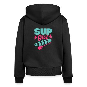 SUP Girl Stand Up Paddling Board - Frauen Premium Bio Zip Hoodie - Schwarz - Hinten - Julia (174cm)