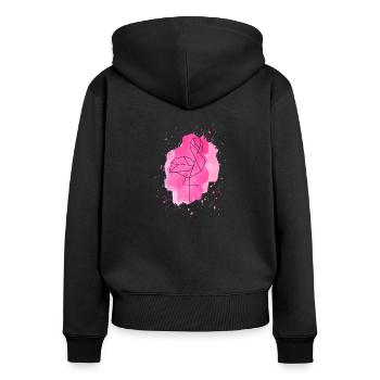 Flamingo splash - Frauen Premium Bio Zip Hoodie - Schwarz - Hinten - Julia (174cm)