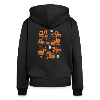 Véhicule de construction Halloween Crane Truck Pumpkin - Sweat à capuche zippé Premium bio Femme - noir - Dos - Julia (174cm)