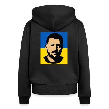 Resistance - Frauen Premium Bio Zip Hoodie - Schwarz - Hinten - Julia (174cm)