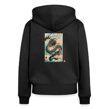 Dragon Japanese Mythology Sakura Japanese Dragon - Women's Premium Organic Zip Hoodie - black - Back - Julia (174cm)