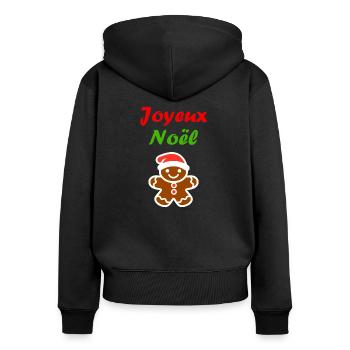 Joyeux noel pain d'épice - Sweat à capuche zippé Premium bio Femme - noir - Dos - Julia (174cm)