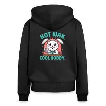 Cire chaude, passe-temps cool. - Sweat à capuche zippé Premium bio Femme - noir - Dos - Julia (174cm)