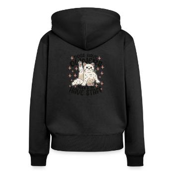 Hunde haben Besitzer. Katzen haben Personal - Lustiges Katzengeschenk - Frauen Premium Bio Zip Hoodie - Schwarz - Hinten - Julia (174cm)