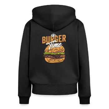 C’est l’heure du hamburger Hamburger Food Pain à la viande - Sweat à capuche zippé Premium bio Femme - noir - Dos - Julia (174cm)