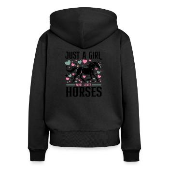 Cadeau d’amant de cheval juste une fille qui aime les chevaux - Sweat à capuche zippé Premium bio Femme - noir - Dos - Julia (174cm)