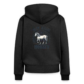 Cadeau d’amant de cheval juste une fille qui aime les chevaux - Sweat à capuche zippé Premium bio Femme - noir - Dos - Julia (174cm)