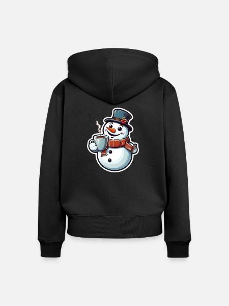Schneemann - Frauen Premium Bio Zip Hoodie - Schwarz
