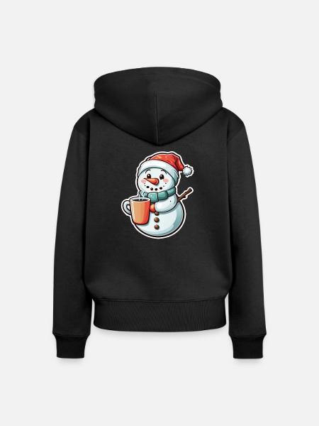 Schneemann - Frauen Premium Bio Zip Hoodie - Schwarz