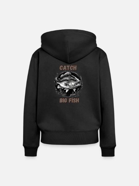 Große Fische fangen - Frauen Premium Bio Zip Hoodie - Schwarz