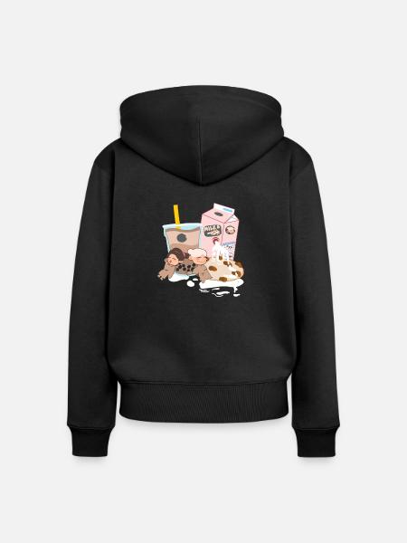Kekse und Milch - Frauen Premium Bio Zip Hoodie - Schwarz