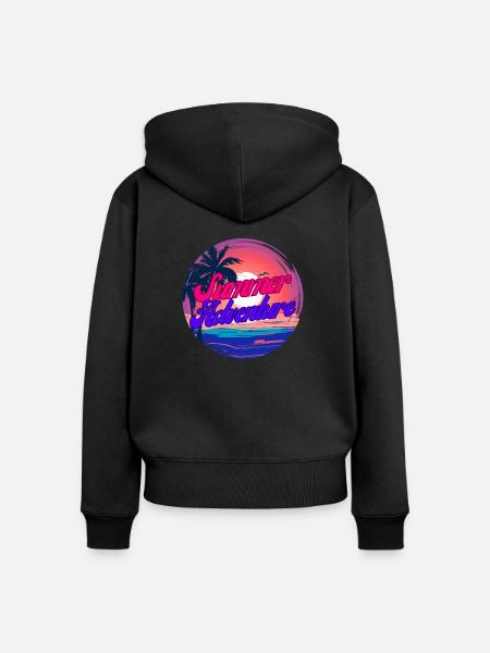 Sommer-Abenteuer - Frauen Premium Bio Zip Hoodie - Schwarz