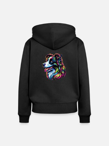 Border Collie Hund - Frauen Premium Bio Zip Hoodie - Schwarz
