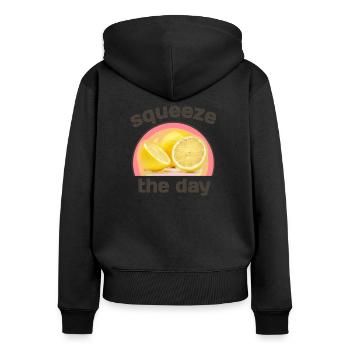 Pressez la journée - Sweat à capuche zippé Premium bio Femme - noir - Dos - Julia (174cm)