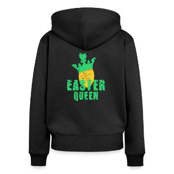 Ostern Königin - Frauen Premium Bio Zip Hoodie - Schwarz - Hinten - Julia (174cm)