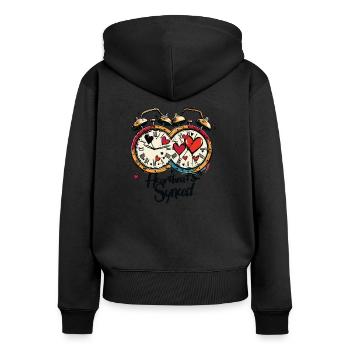 Synchronisierte Heartbeats - Frauen Premium Bio Zip Hoodie - Schwarz - Hinten - Julia (174cm)