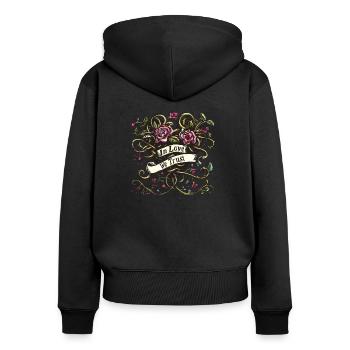 Dorniges Emblem der Zuneigung - Frauen Premium Bio Zip Hoodie - Schwarz - Hinten - Julia (174cm)